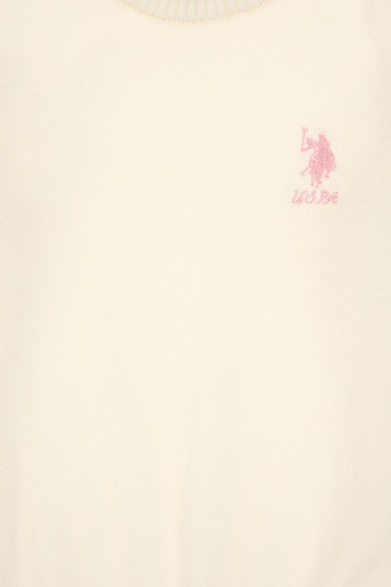 Kız Çocuk Krem Bisiklet Yaka Basic Kazak - 50313081062