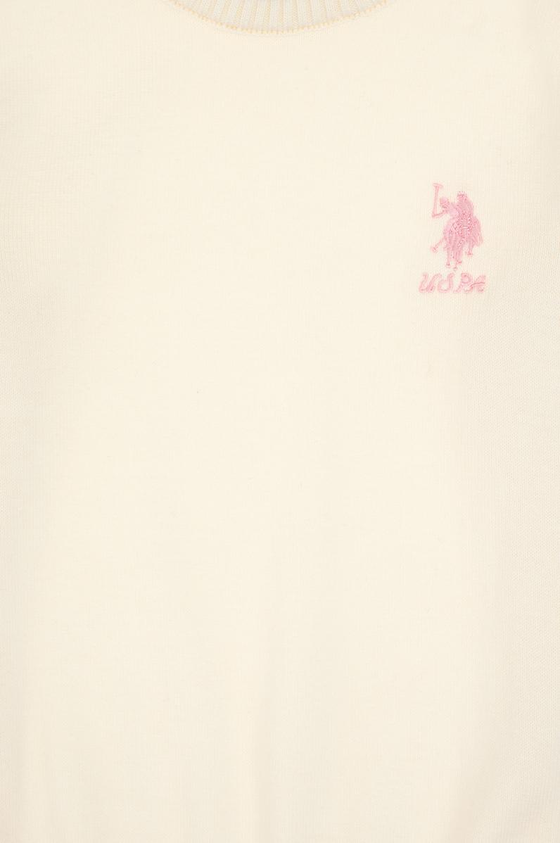 Kız Çocuk Krem Bisiklet Yaka Basic Kazak