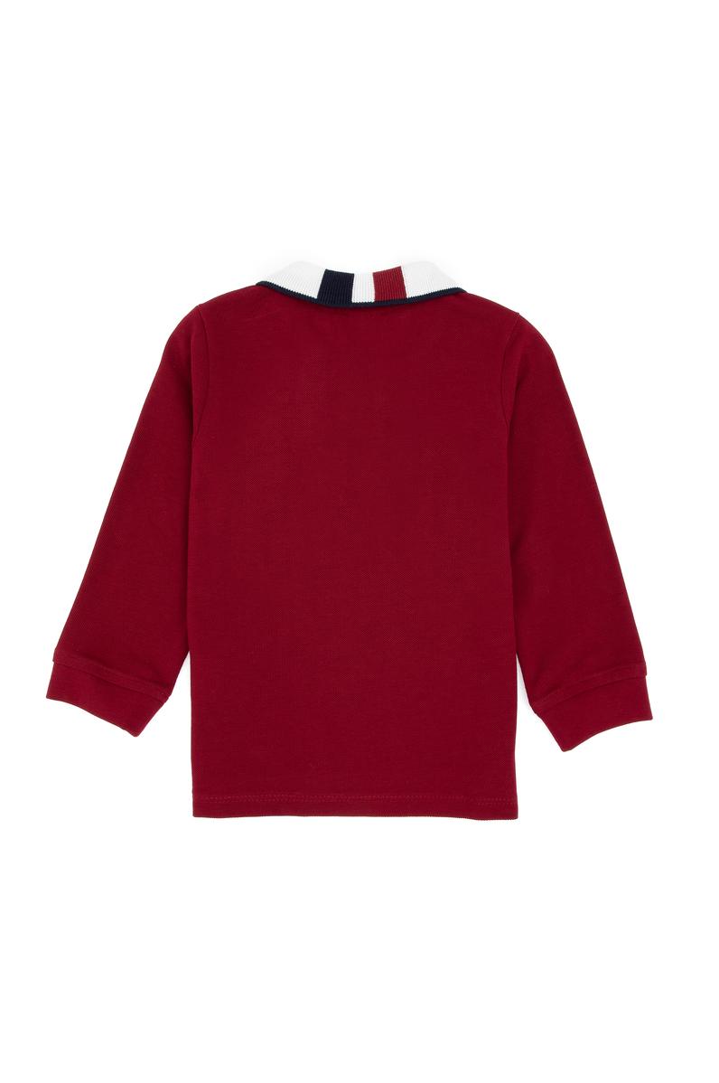 Erkek Çocuk Bordo Polo Yaka Basic Sweatshirt