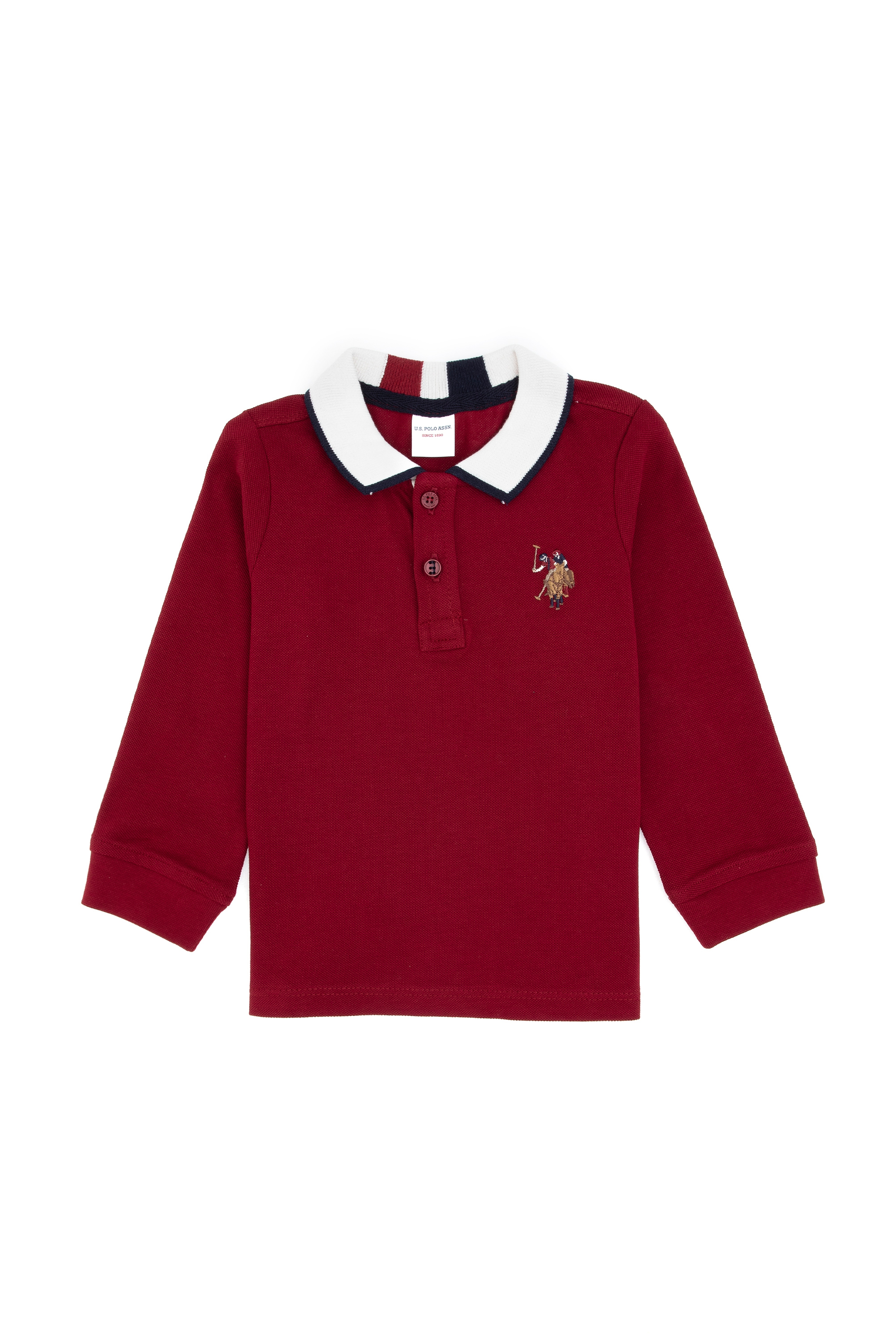 Erkek Çocuk Bordo Polo Yaka Basic Sweatshirt - Image 1