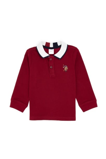 Erkek Çocuk Bordo Polo Yaka Basic Sweatshirt