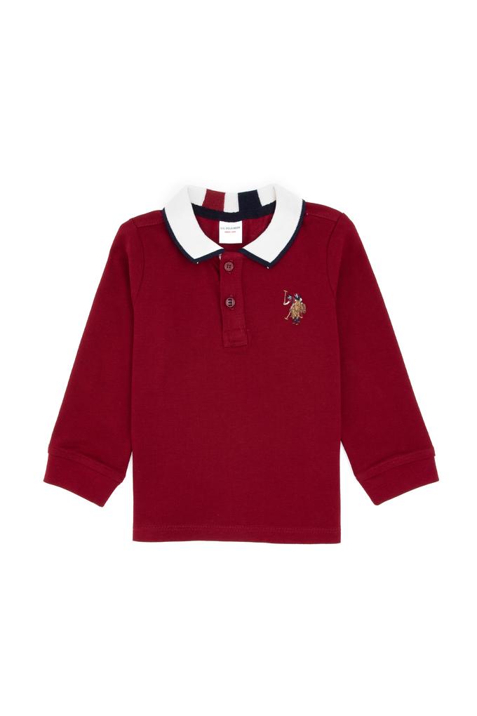 Erkek Çocuk Bordo Polo Yaka Basic Sweatshirt