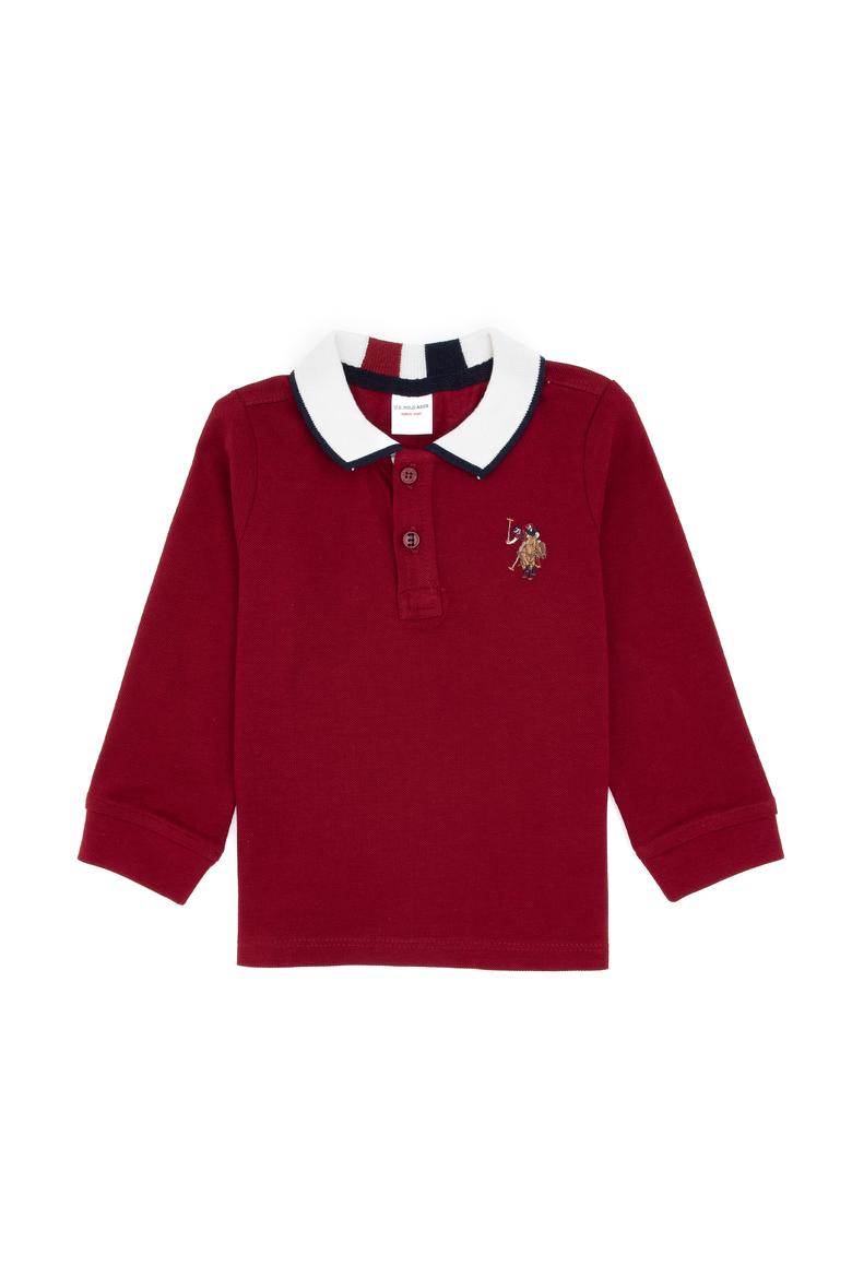 Erkek Çocuk Bordo Polo Yaka Basic Sweatshirt