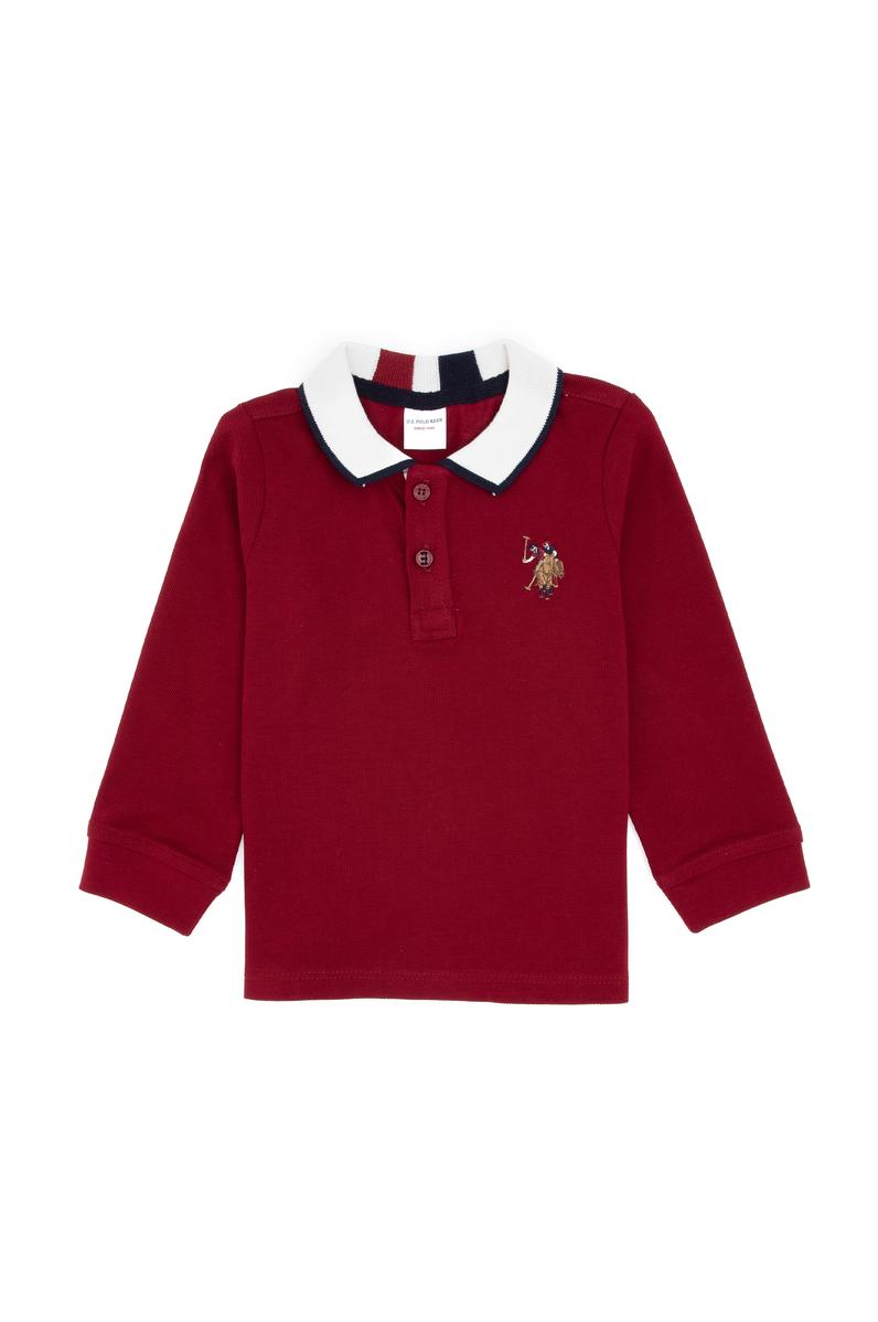Erkek Çocuk Bordo Polo Yaka Basic Sweatshirt