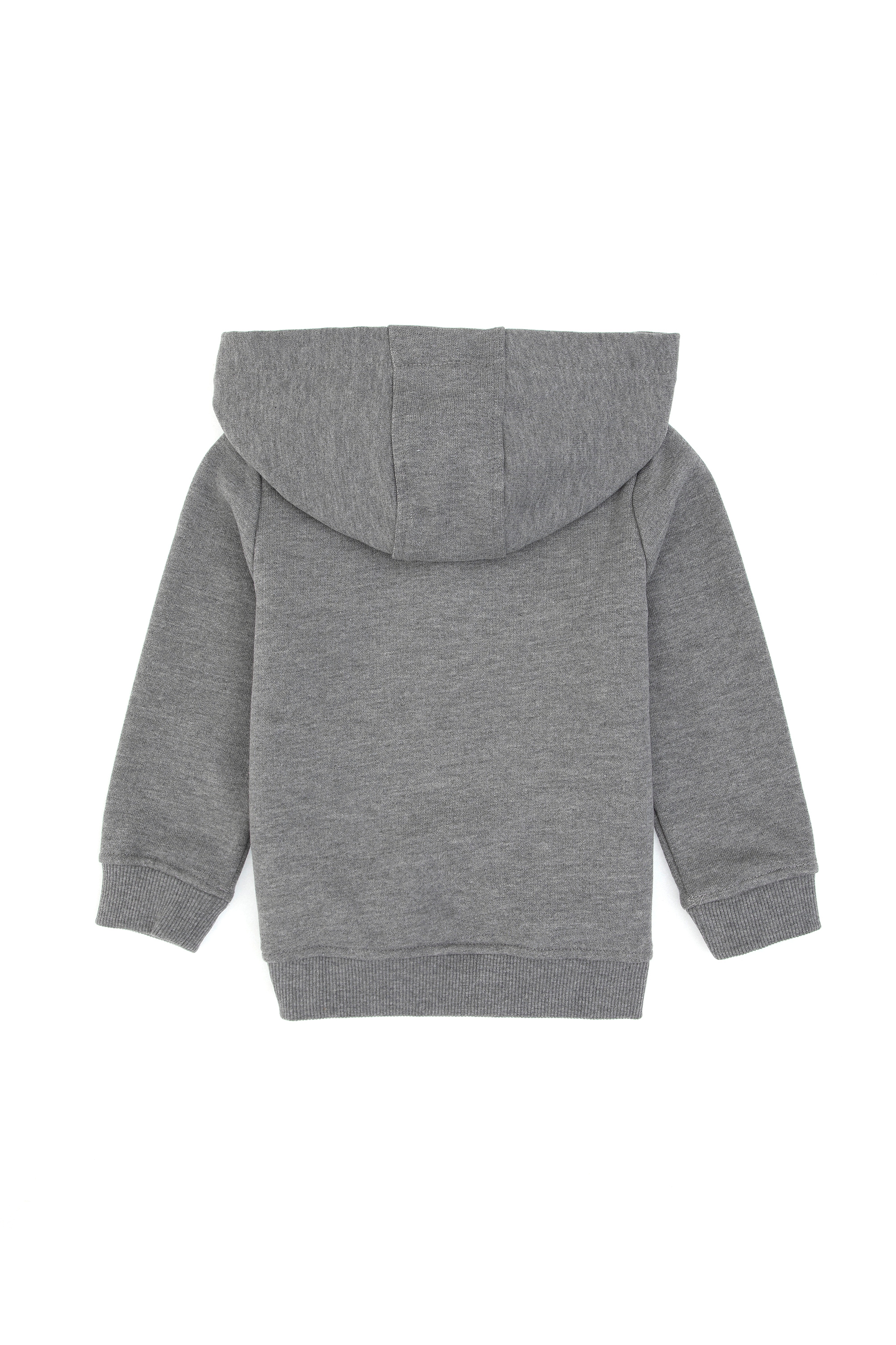 Erkek Bebek Gri Melanj Kapüşonlu Basic Sweatshirt - Image 2