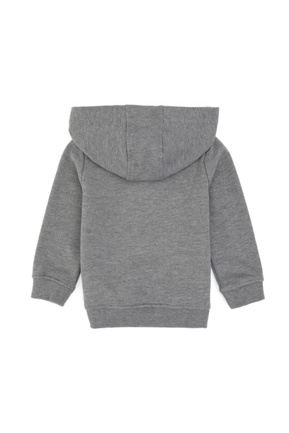 Erkek Bebek Gri Melanj Kapüşonlu Basic Sweatshirt