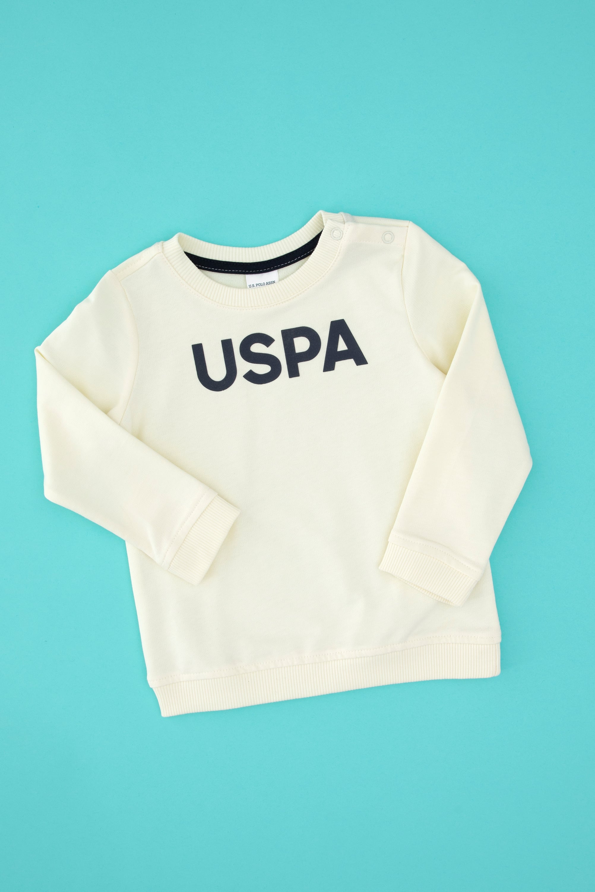 Erkek Çocuk Krem Polo Yaka Basic Sweatshirt - Image 1