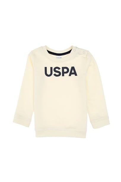 Erkek Çocuk Krem Polo Yaka Basic Sweatshirt