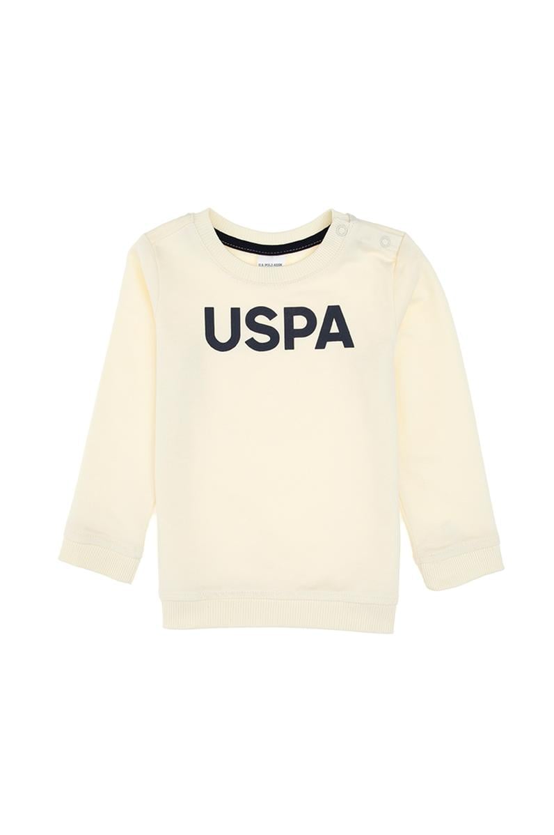 Erkek Çocuk Krem Polo Yaka Basic Sweatshirt