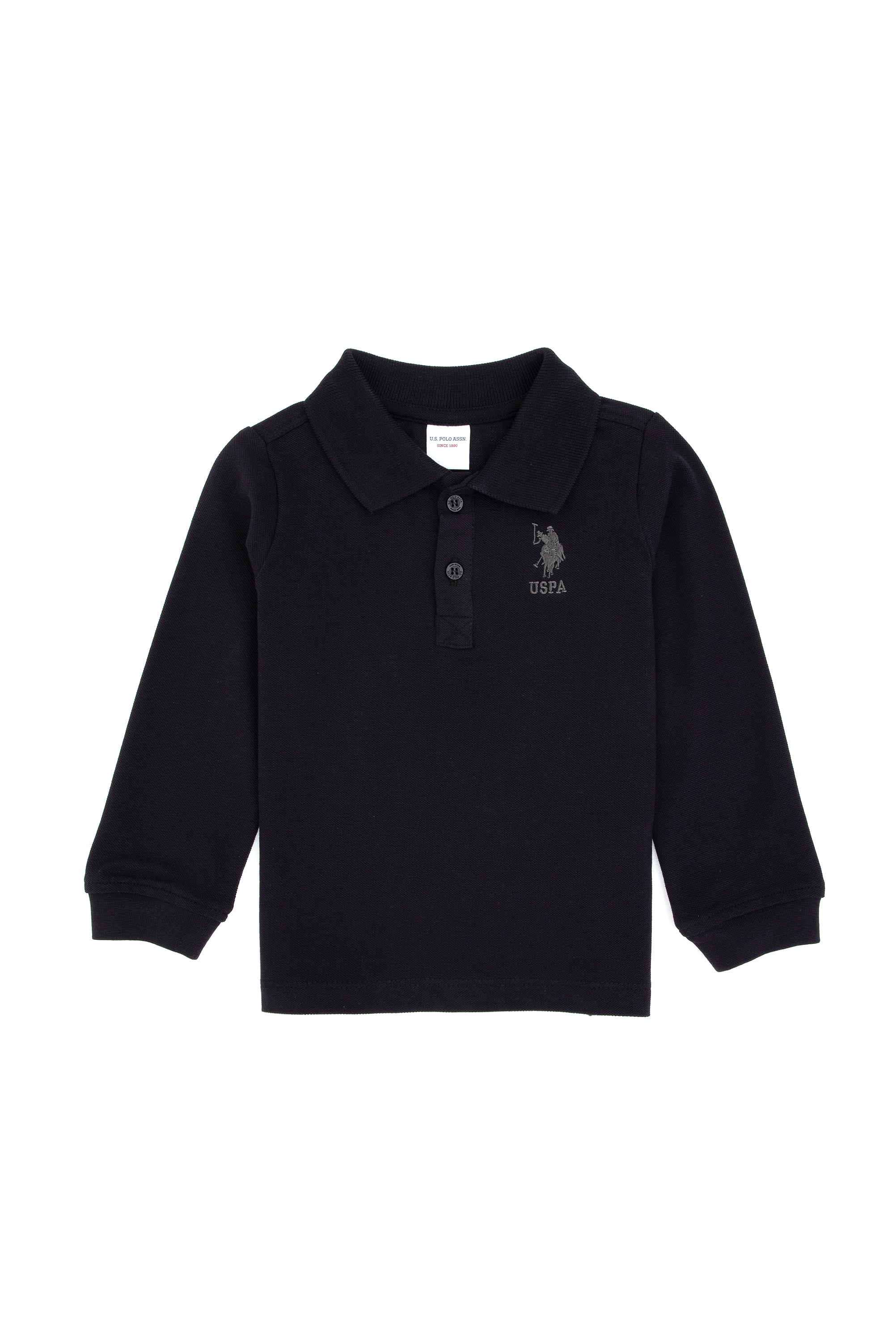 Erkek Çocuk Siyah Polo Yaka Basic Sweatshirt - Image 1