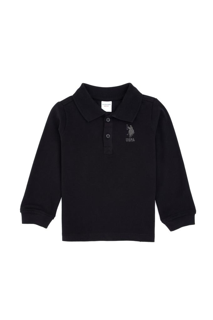 Erkek Çocuk Siyah Polo Yaka Basic Sweatshirt