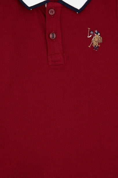 Erkek Çocuk Bordo Polo Yaka Basic Sweatshirt