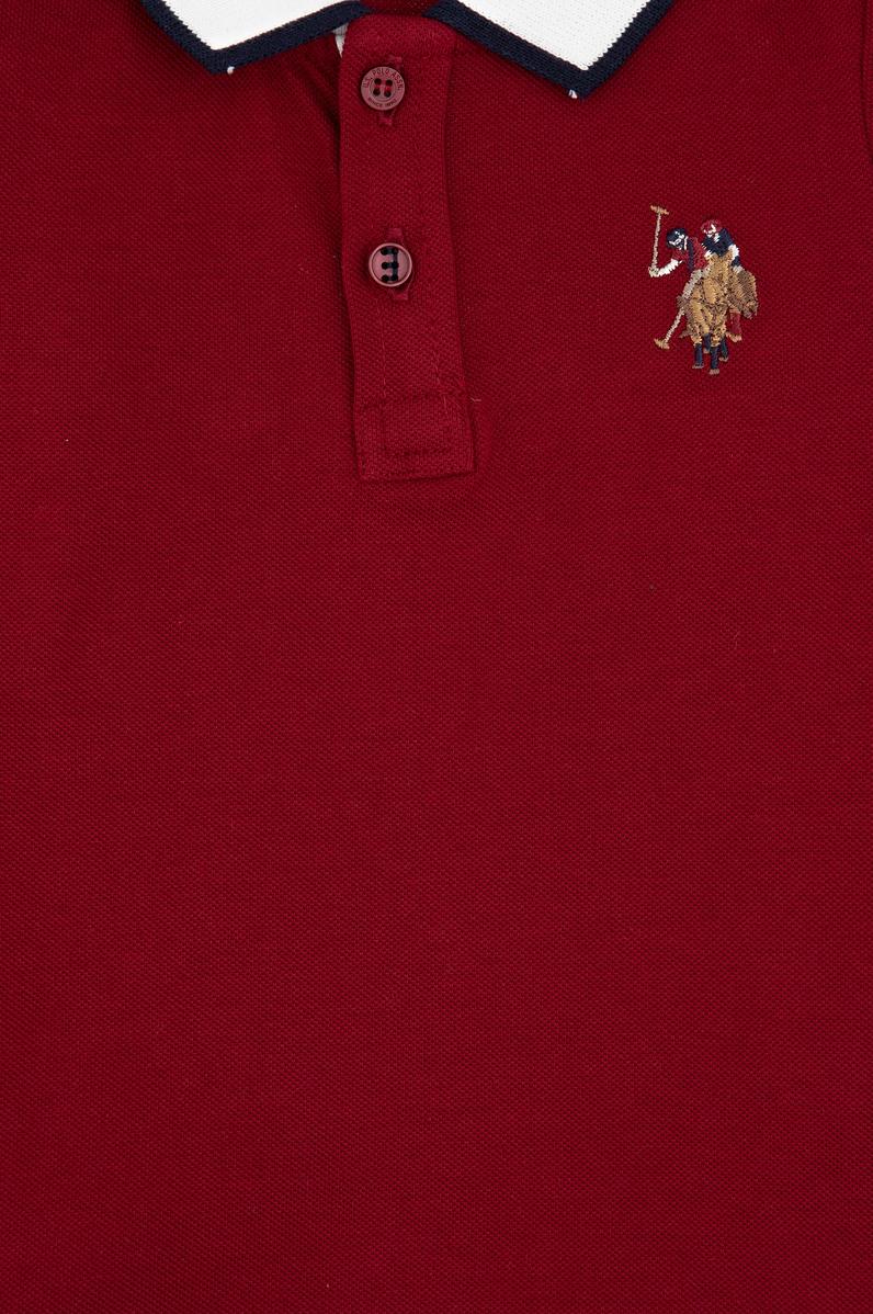 Erkek Çocuk Bordo Polo Yaka Basic Sweatshirt