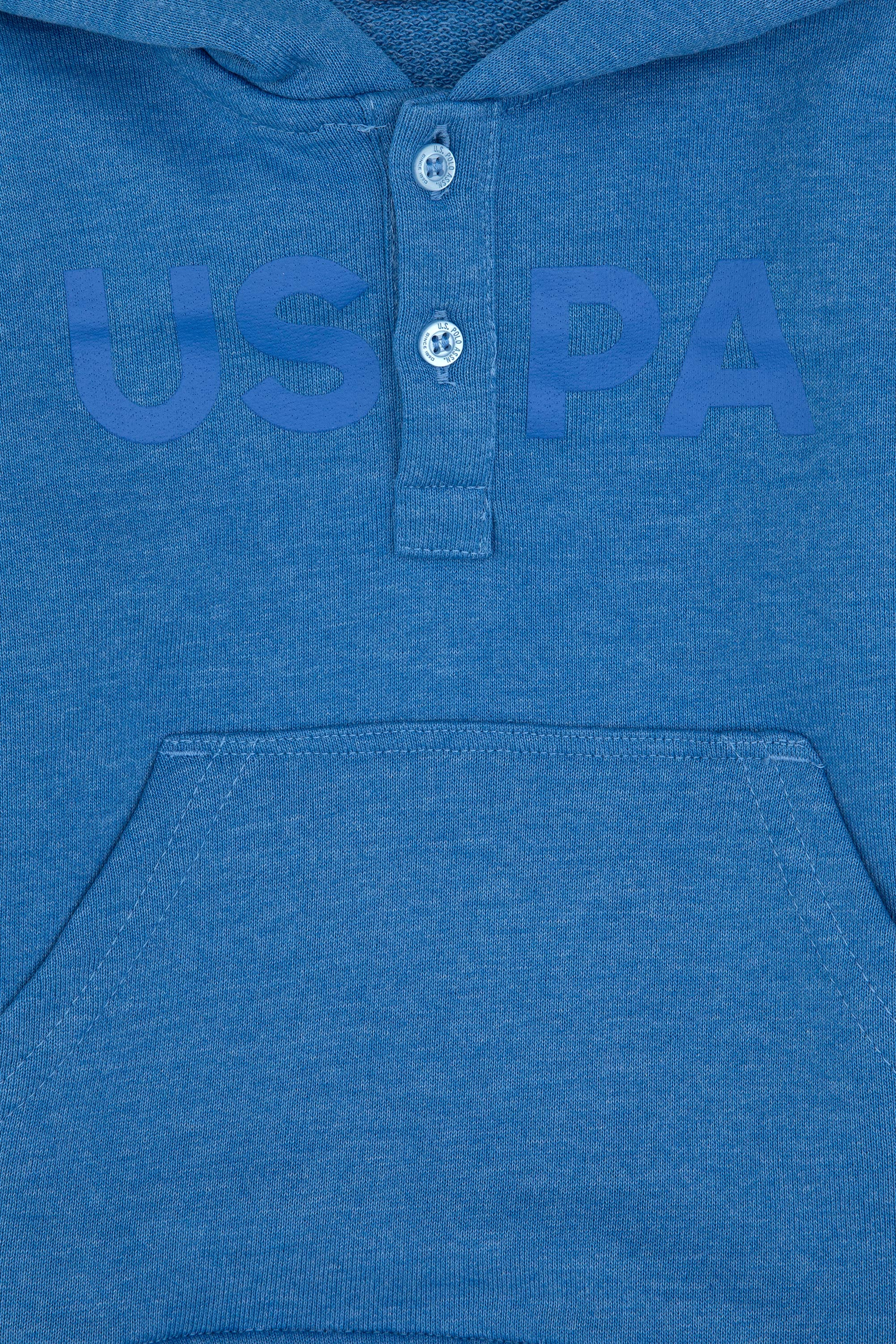 Erkek Bebek Mavi Kapüşonlu Basic Sweatshirt