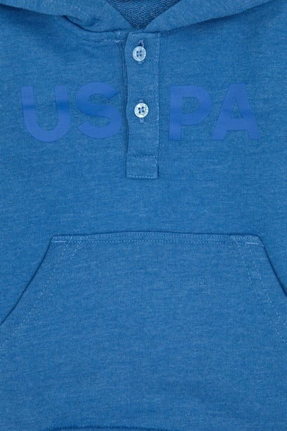 Erkek Bebek Mavi Kapüşonlu Basic Sweatshirt