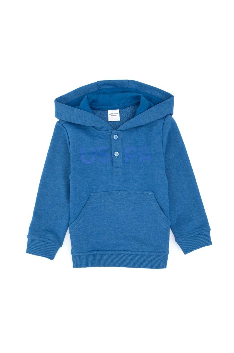 Erkek Çocuk Mavi Kapüşonlu Basic Sweatshirt