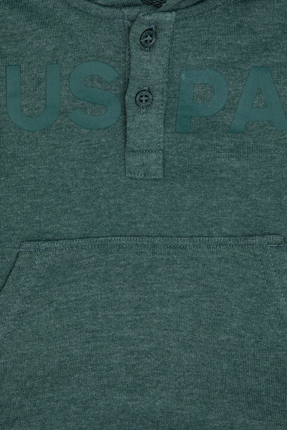 Erkek Bebek Koyu Yeşil Kapüşonlu Basic Sweatshirt