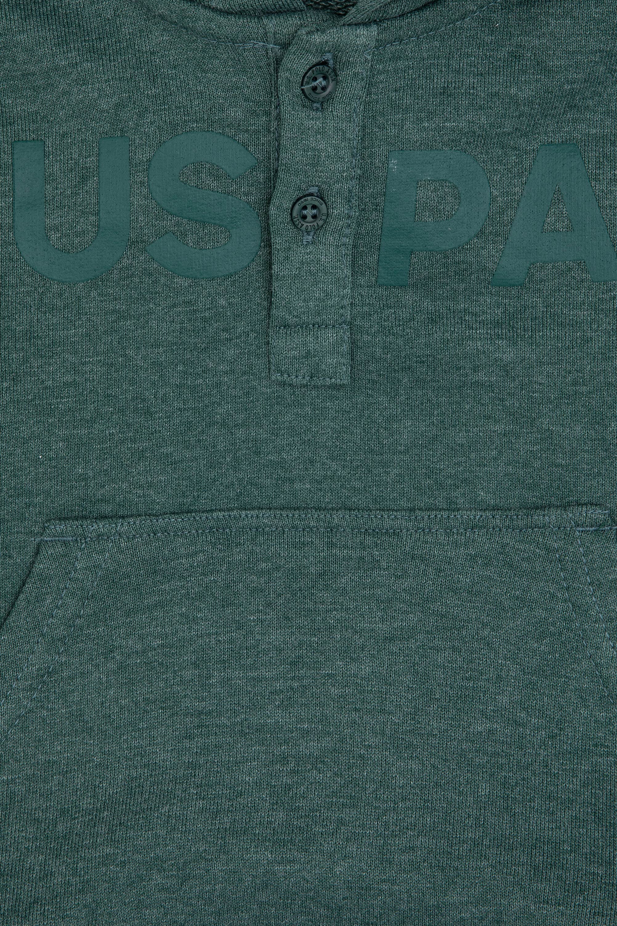 Erkek Çocuk Koyu Yeşil Kapüşonlu Basic Sweatshirt - 50316487043