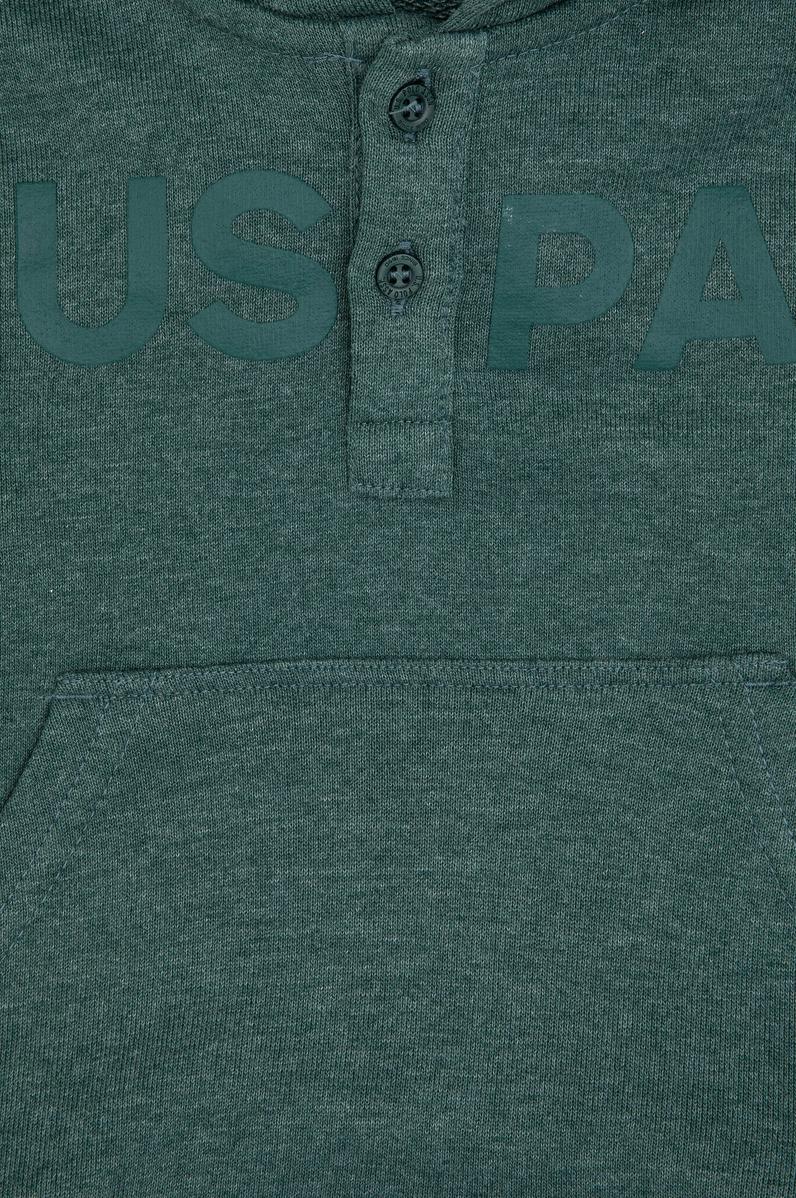 Erkek Bebek Koyu Yeşil Kapüşonlu Basic Sweatshirt