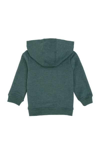 Erkek Bebek Koyu Yeşil Kapüşonlu Basic Sweatshirt