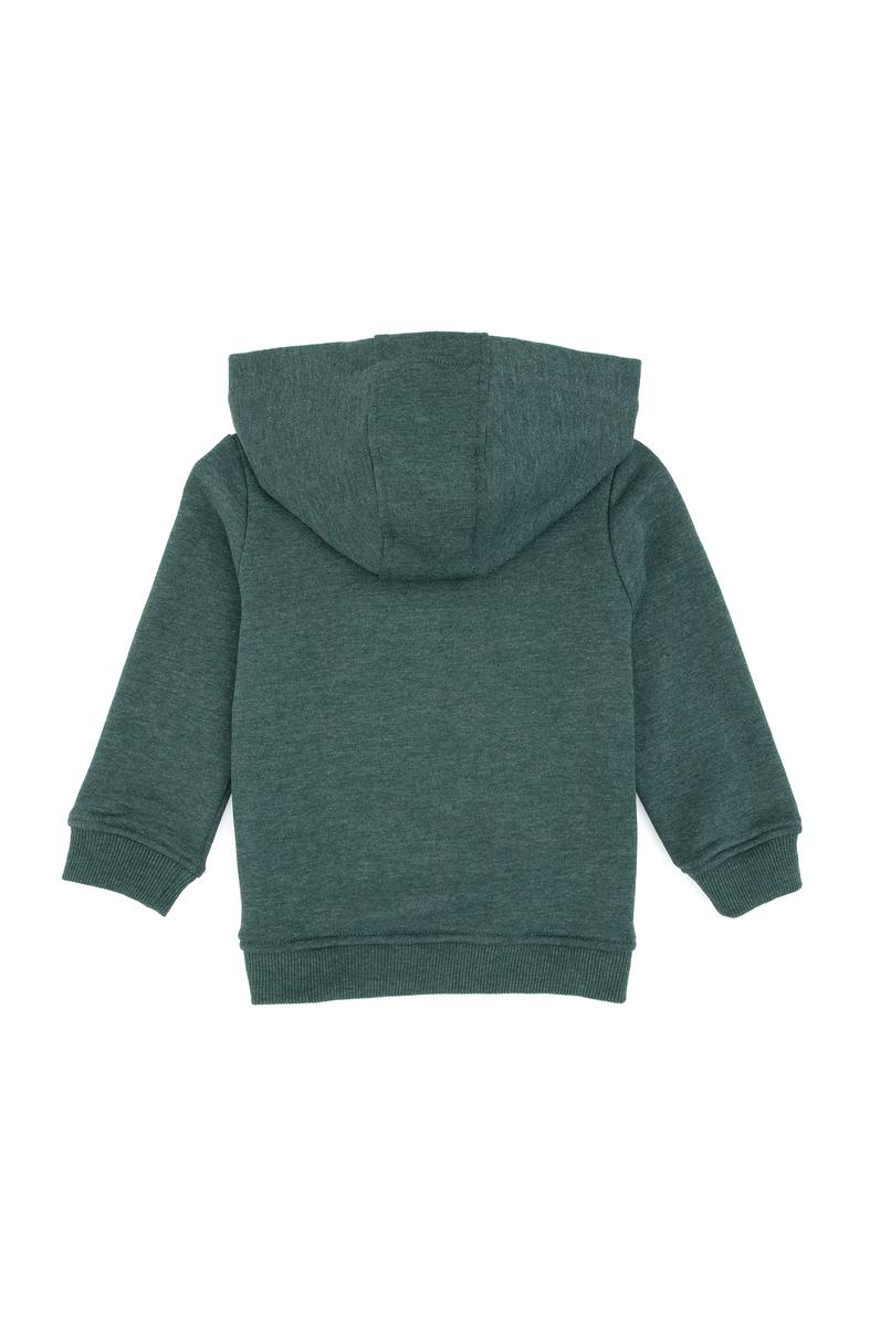 Erkek Bebek Koyu Yeşil Kapüşonlu Basic Sweatshirt