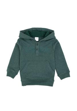 Erkek Çocuk Koyu Yeşil Kapüşonlu Basic Sweatshirt - 50316487043