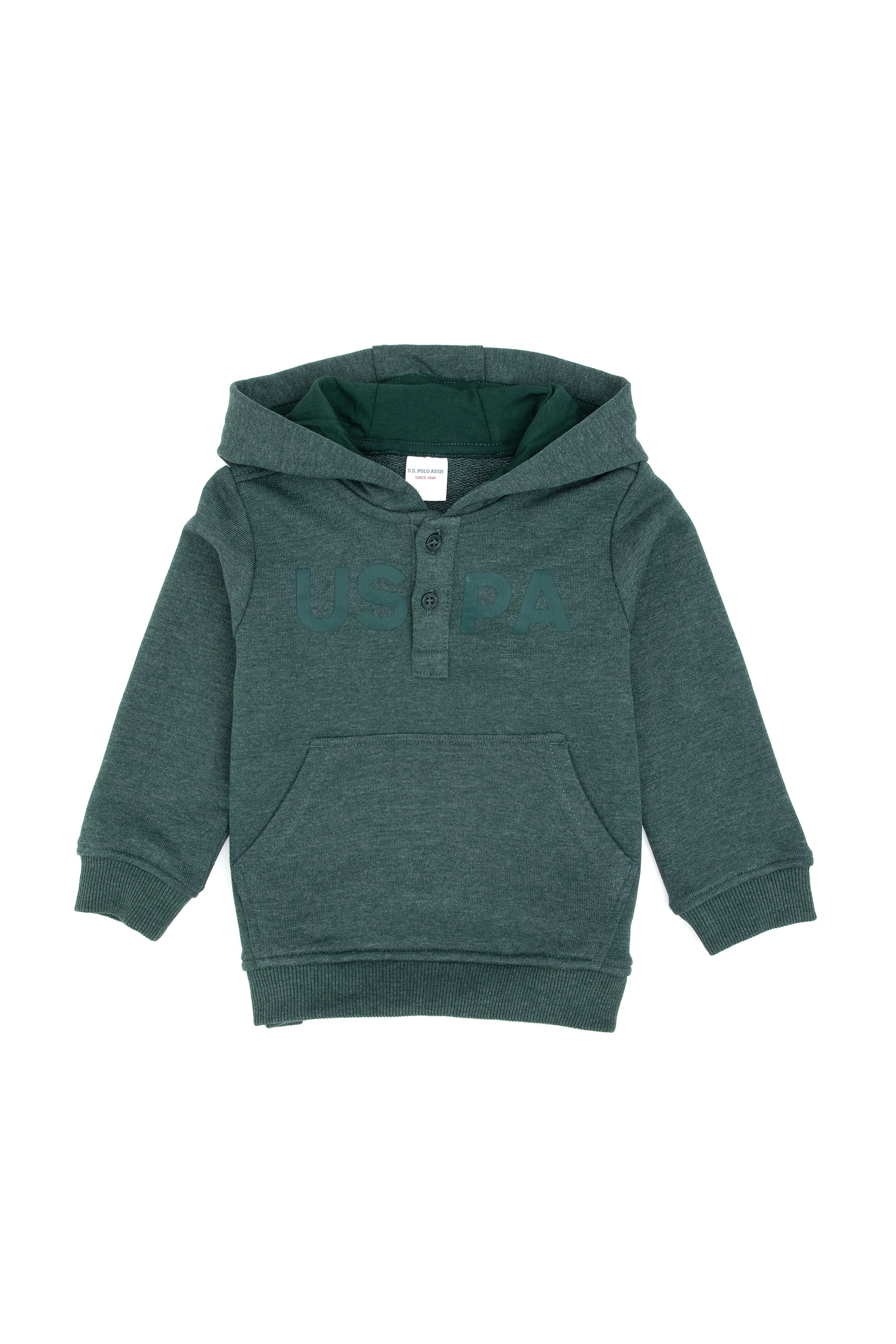 Erkek Bebek Koyu Yeşil Kapüşonlu Basic Sweatshirt