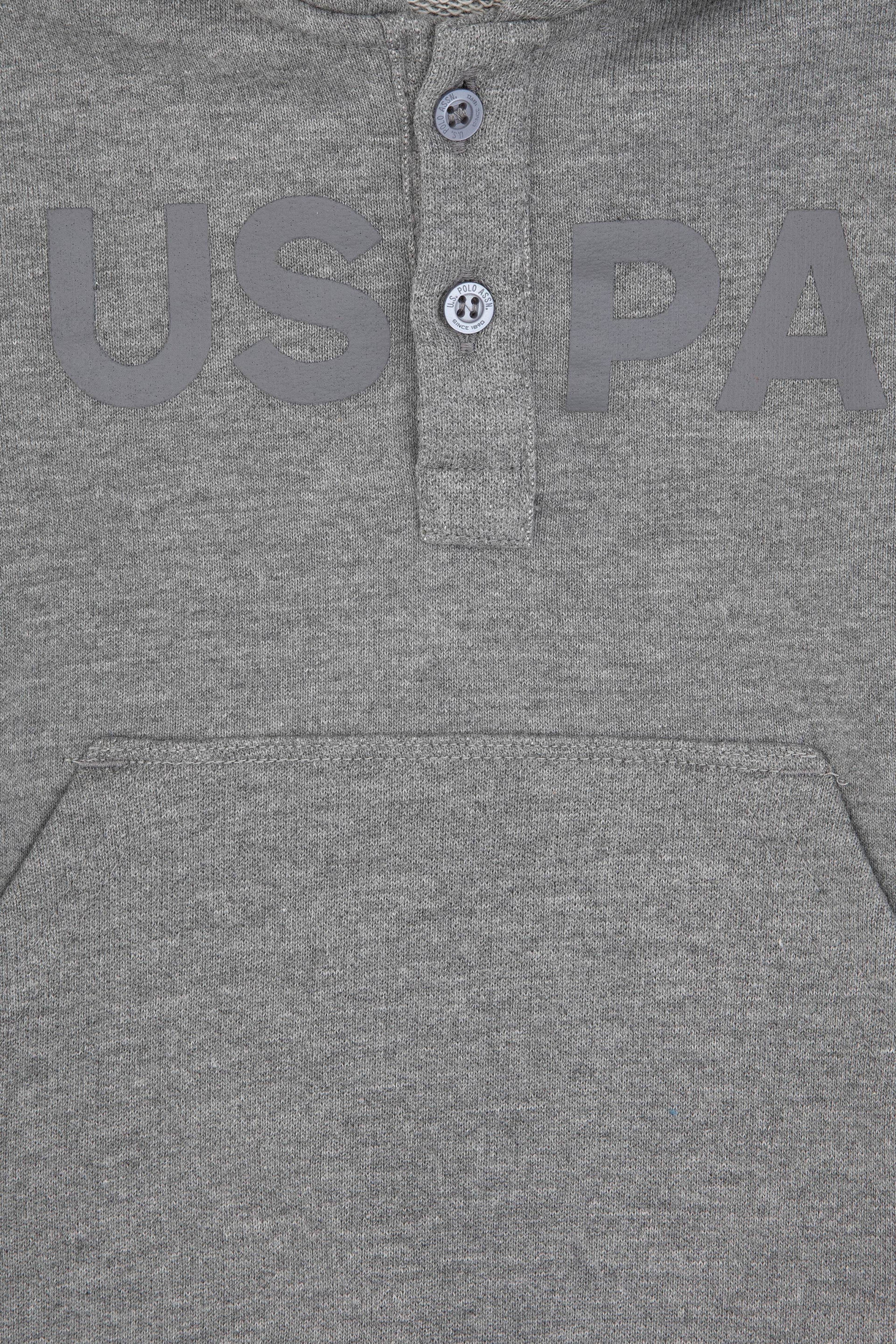 Erkek Bebek Gri Melanj Kapüşonlu Basic Sweatshirt