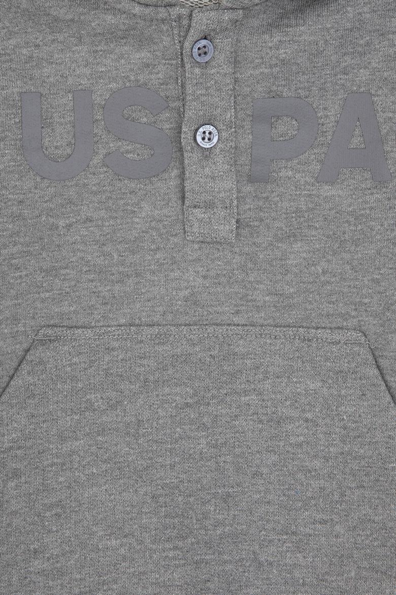 Erkek Çocuk Gri Melanj Kapüşonlu Basic Sweatshirt - 50316487040