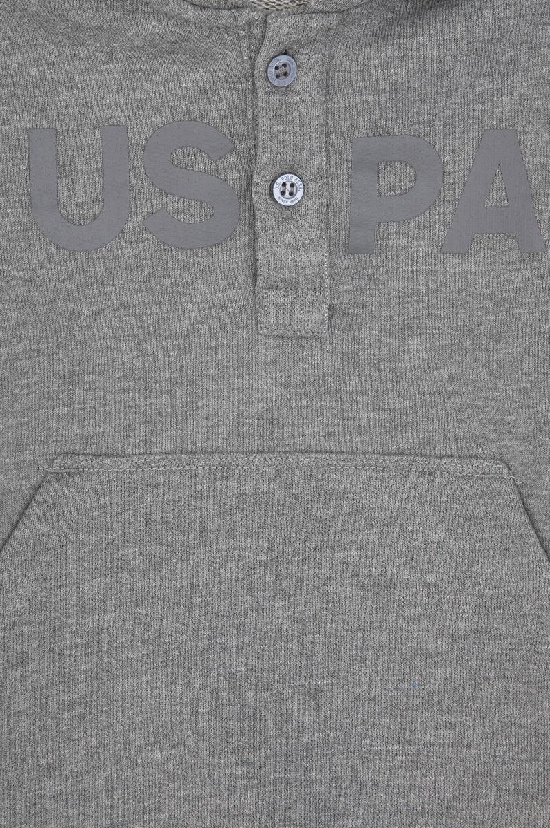 Erkek Çocuk Gri Melanj Kapüşonlu Basic Sweatshirt