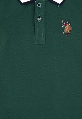 Erkek Çocuk Koyu Yeşil Polo Yaka Basic Sweatshirt - 50316502032