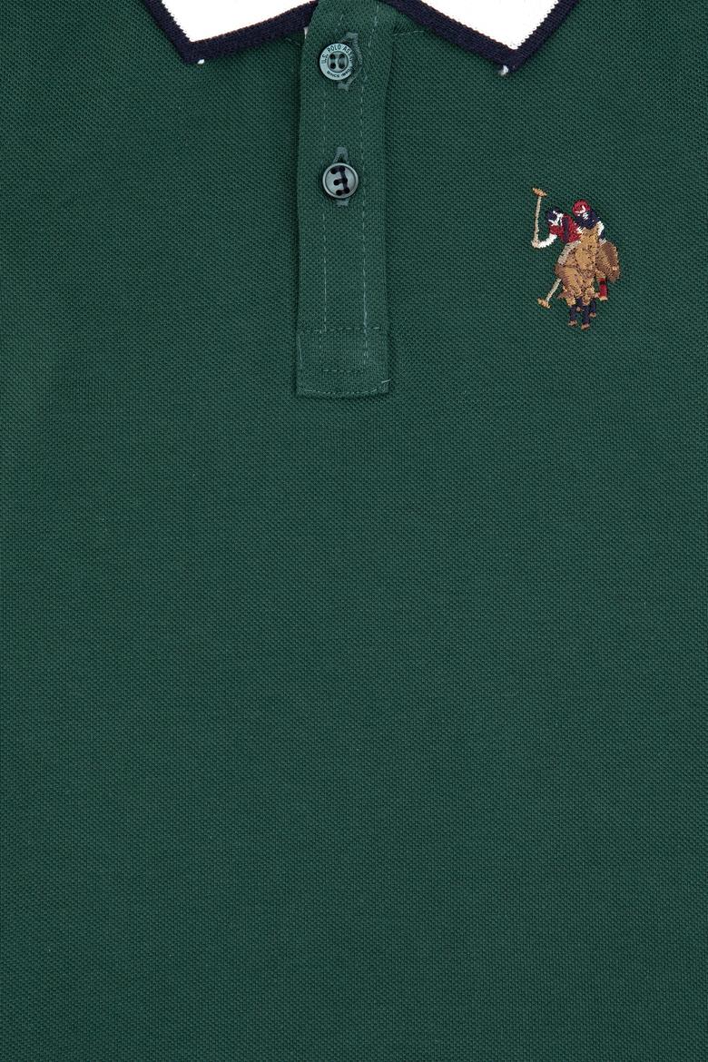 Erkek Çocuk Koyu Yeşil Polo Yaka Basic Sweatshirt - 50316502032