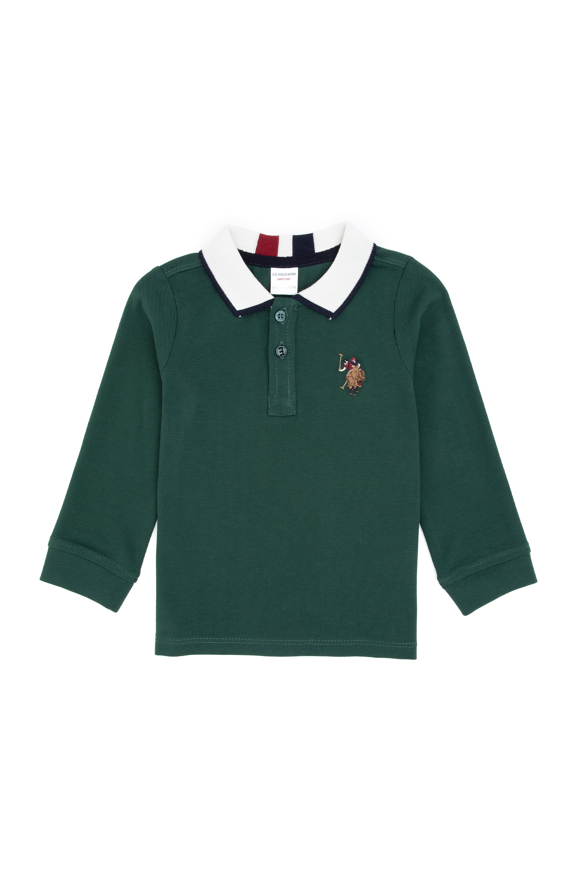 Erkek Çocuk Koyu Yeşil Polo Yaka Basic Sweatshirt - Image 1