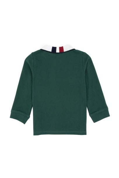 Erkek Çocuk Koyu Yeşil Polo Yaka Basic Sweatshirt