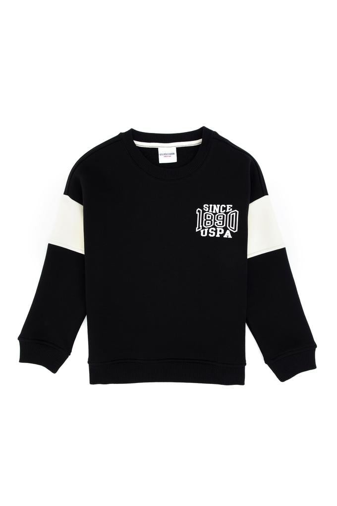 Erkek Çocuk Siyah Şardonlu Bisiklet Yaka Sweatshirt