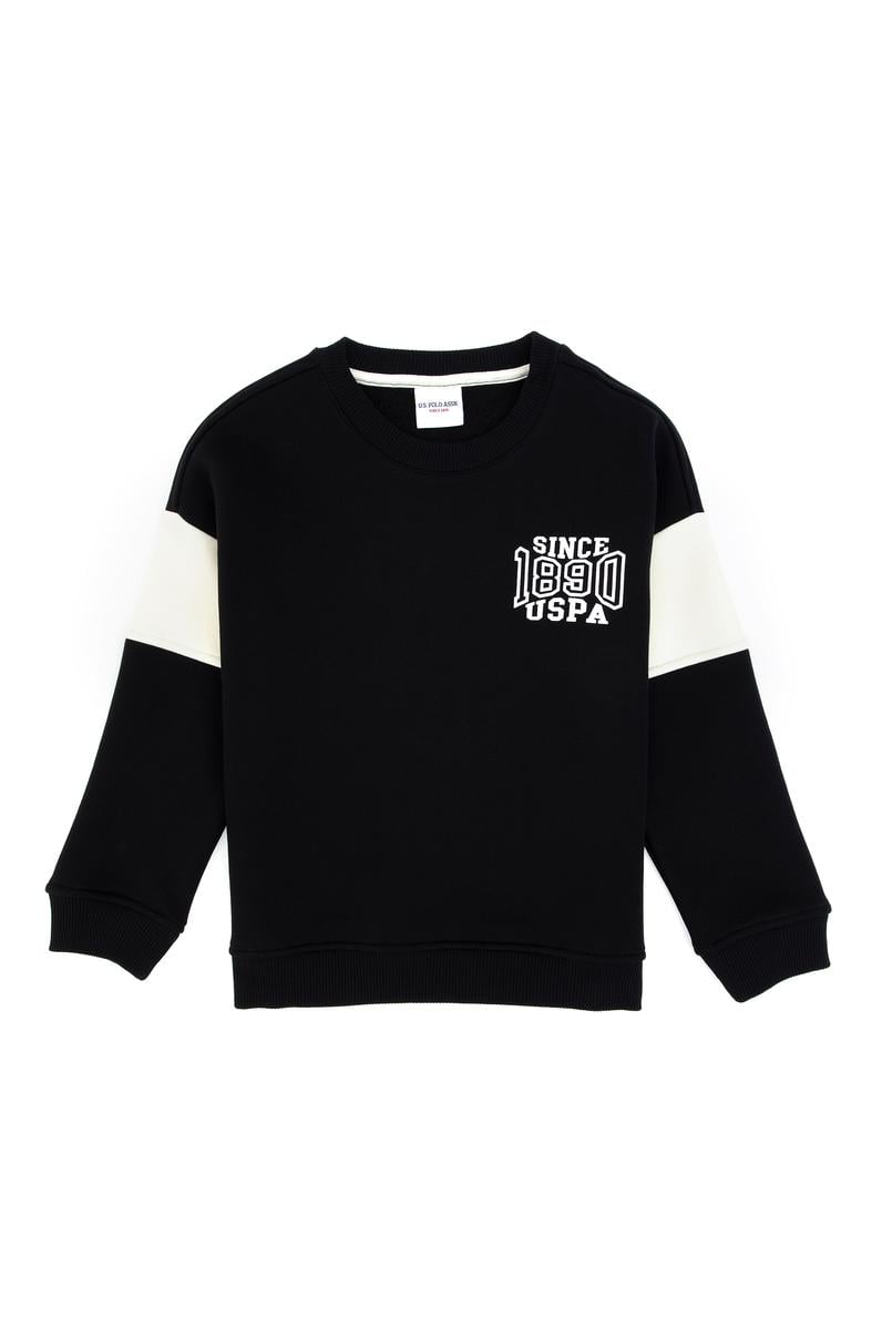 Erkek Çocuk Siyah Şardonlu Bisiklet Yaka Sweatshirt