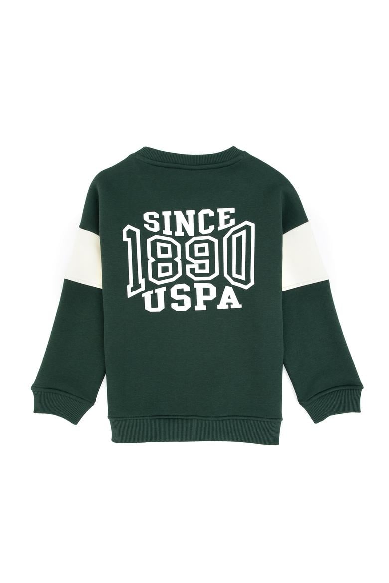 Erkek Çocuk Koyu Yeşil Şardonlu Bisiklet Yaka Sweatshirt - 50316603022