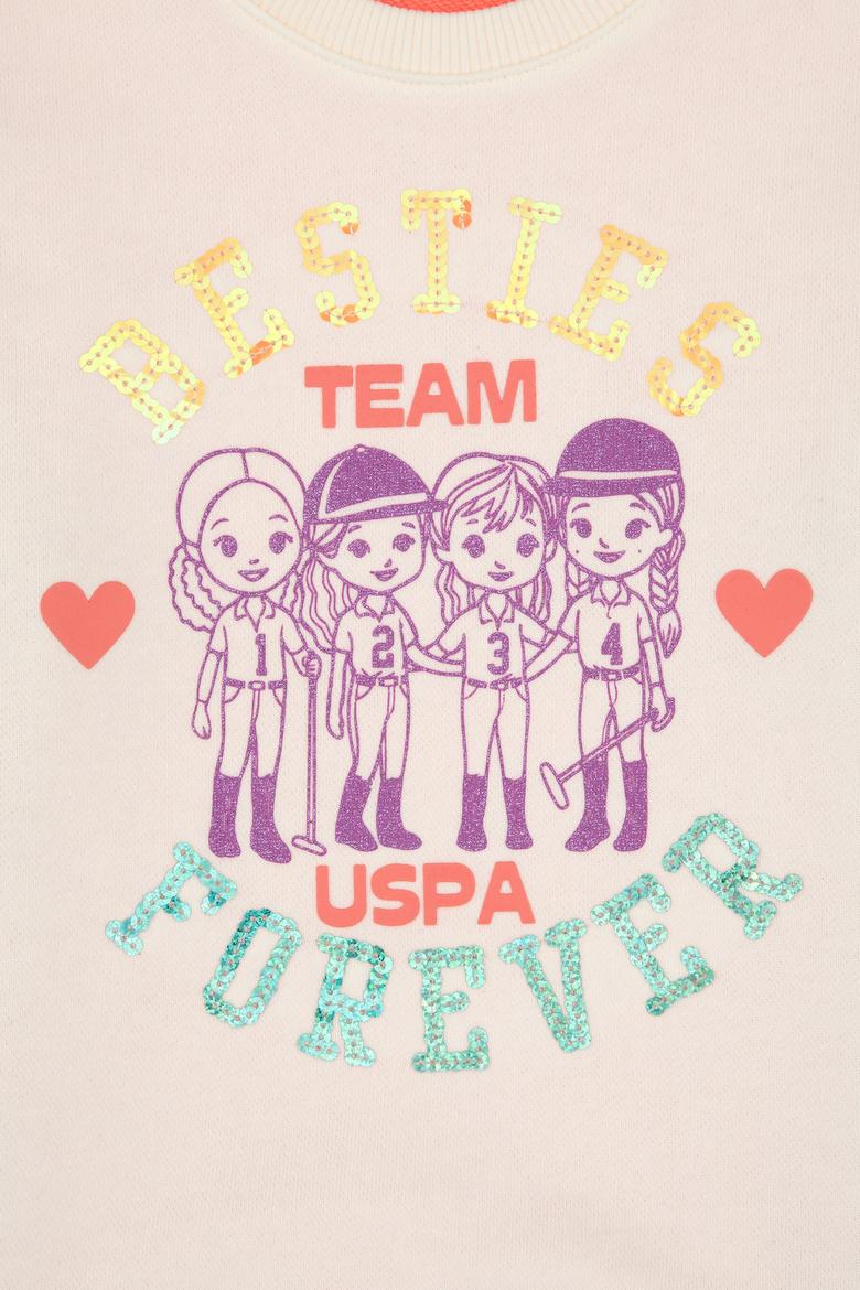 Kız Çocuk Krem Bisiklet Yaka Sweatshirt - 50314296001