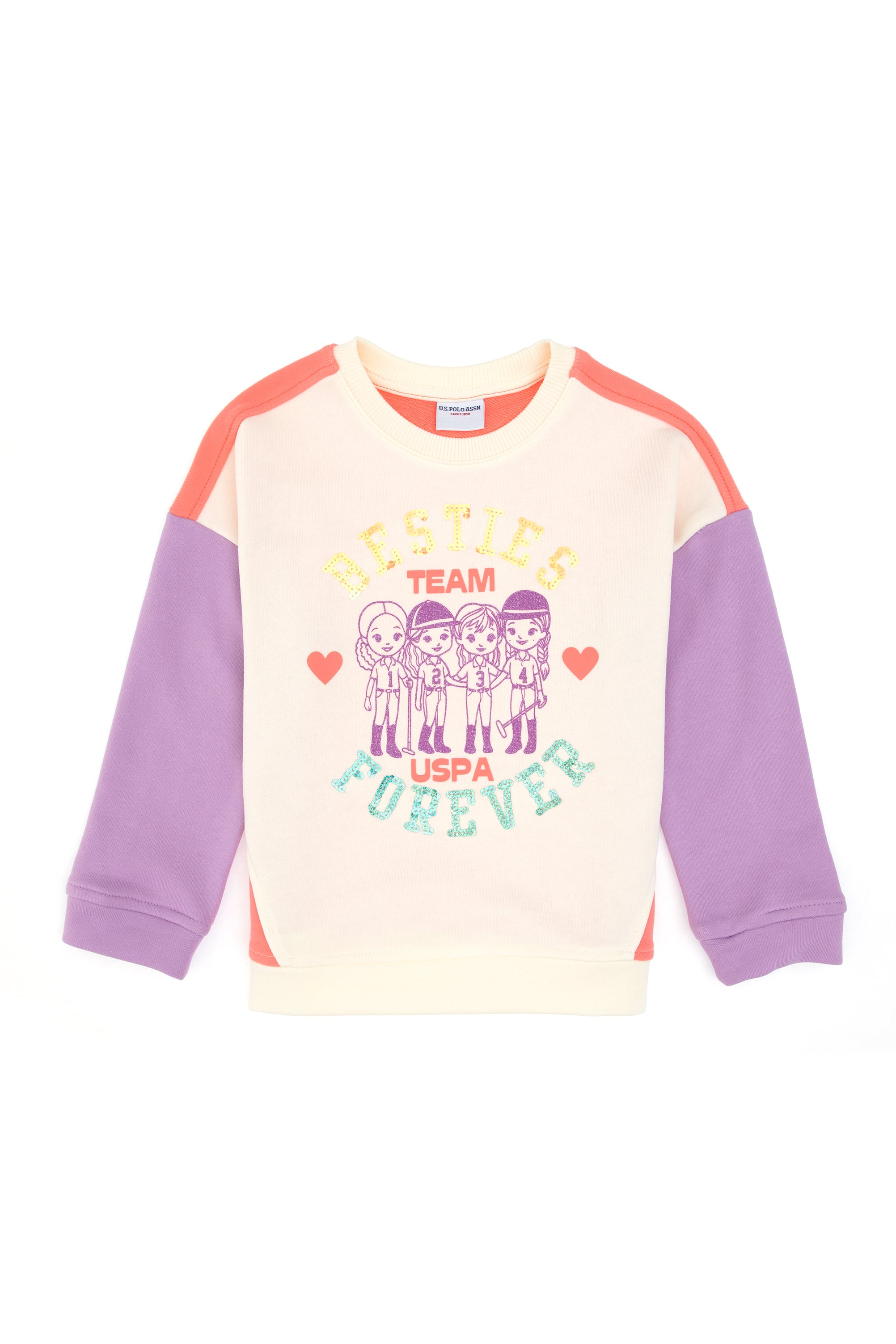 Kız Çocuk Krem Bisiklet Yaka Sweatshirt