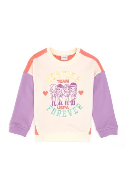 Kız Çocuk Krem Bisiklet Yaka Sweatshirt