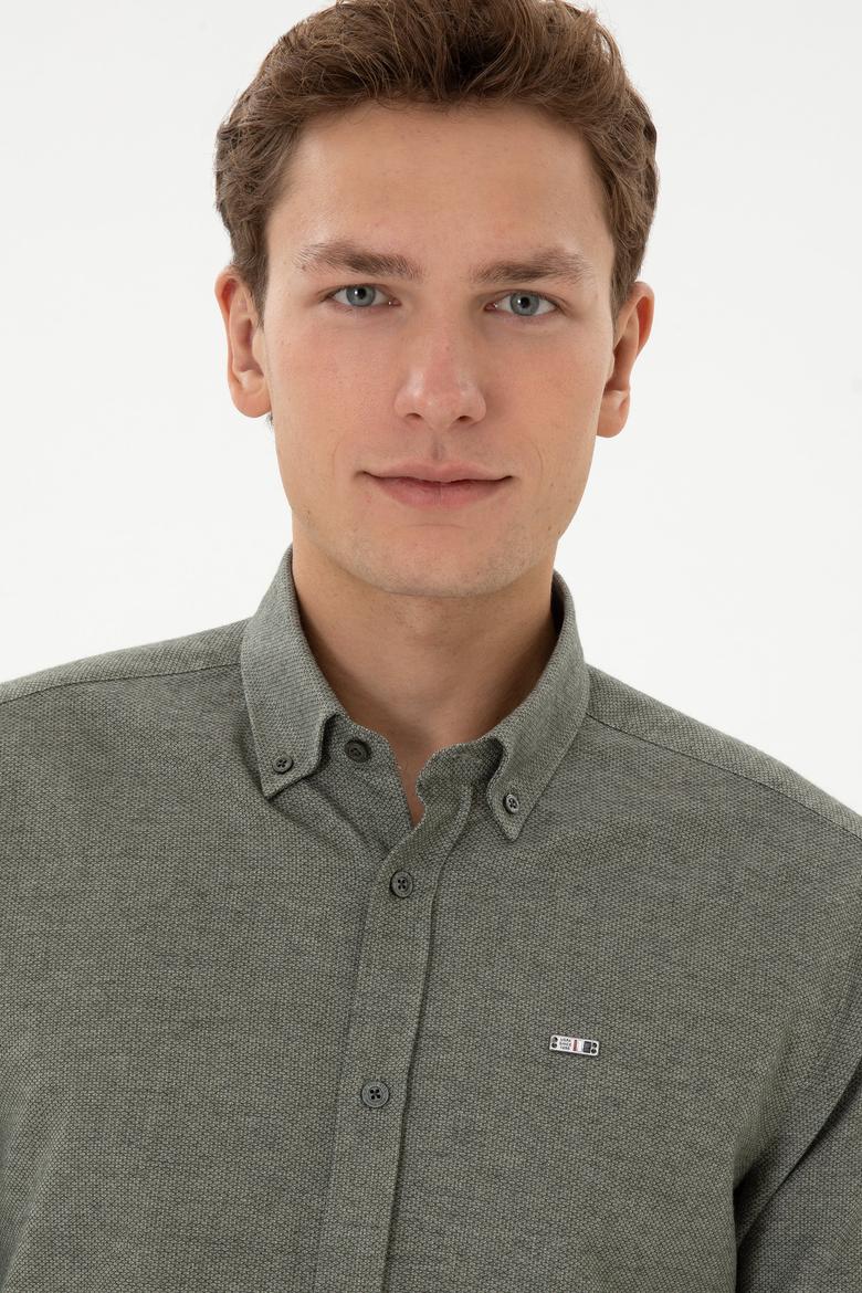 Erkek Haki Uzun Kollu Gömlek - 50315613005