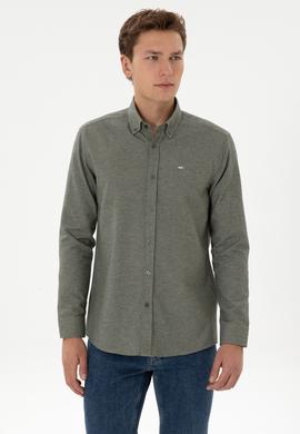 Erkek Haki Uzun Kollu Gömlek - 50315613005