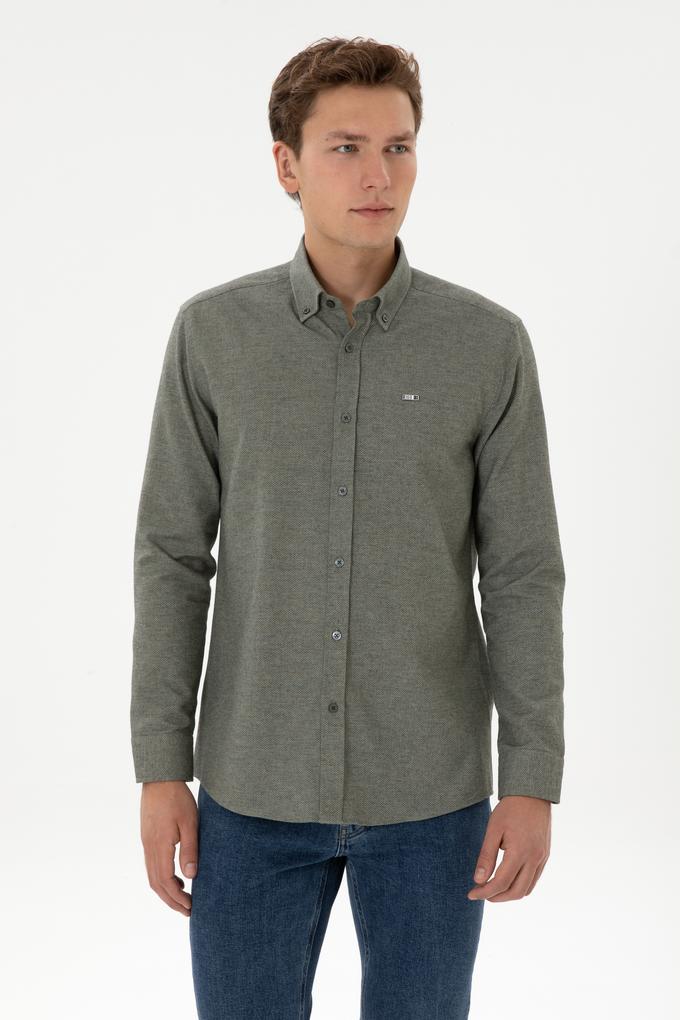 Erkek Haki Uzun Kollu Gömlek