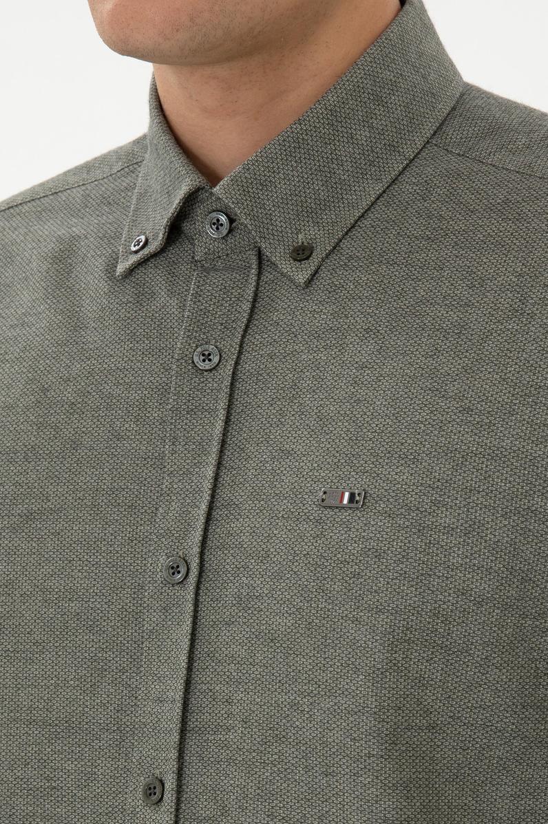 Erkek Haki Uzun Kollu Gömlek