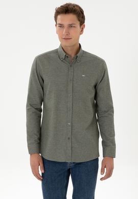 Erkek Haki Uzun Kollu Gömlek - 50315613005
