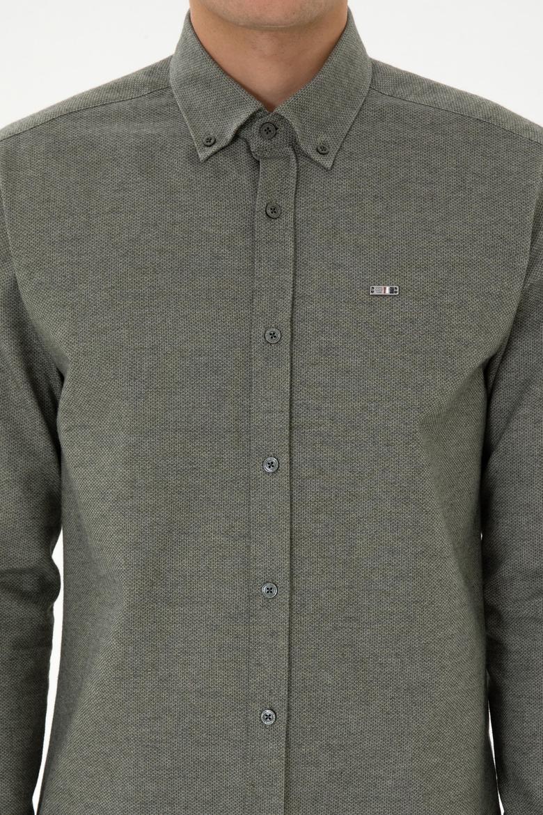 Erkek Haki Uzun Kollu Gömlek - 50315613005