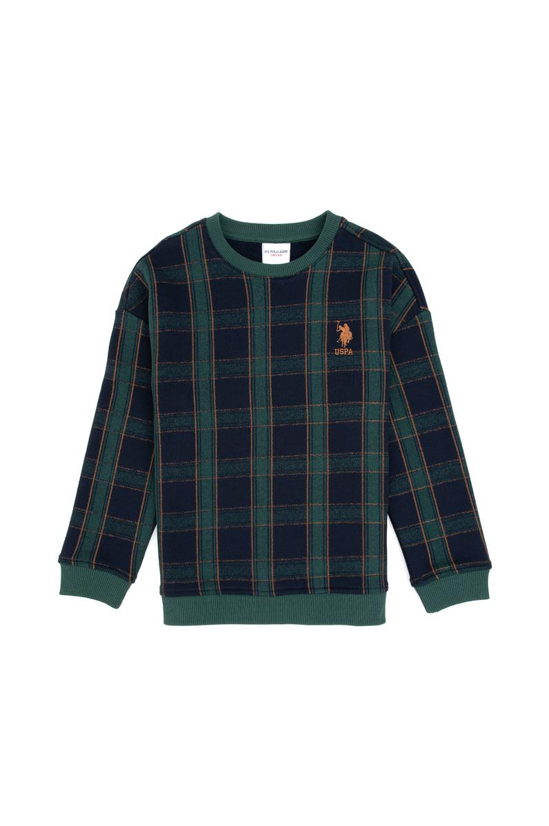 Erkek Çocuk Koyu Yeşil Bisiklet Yaka Sweatshirt