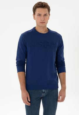 Erkek Regular Fit Bisiklet Yaka İndigo Basic Sweatshirt - 50307793107