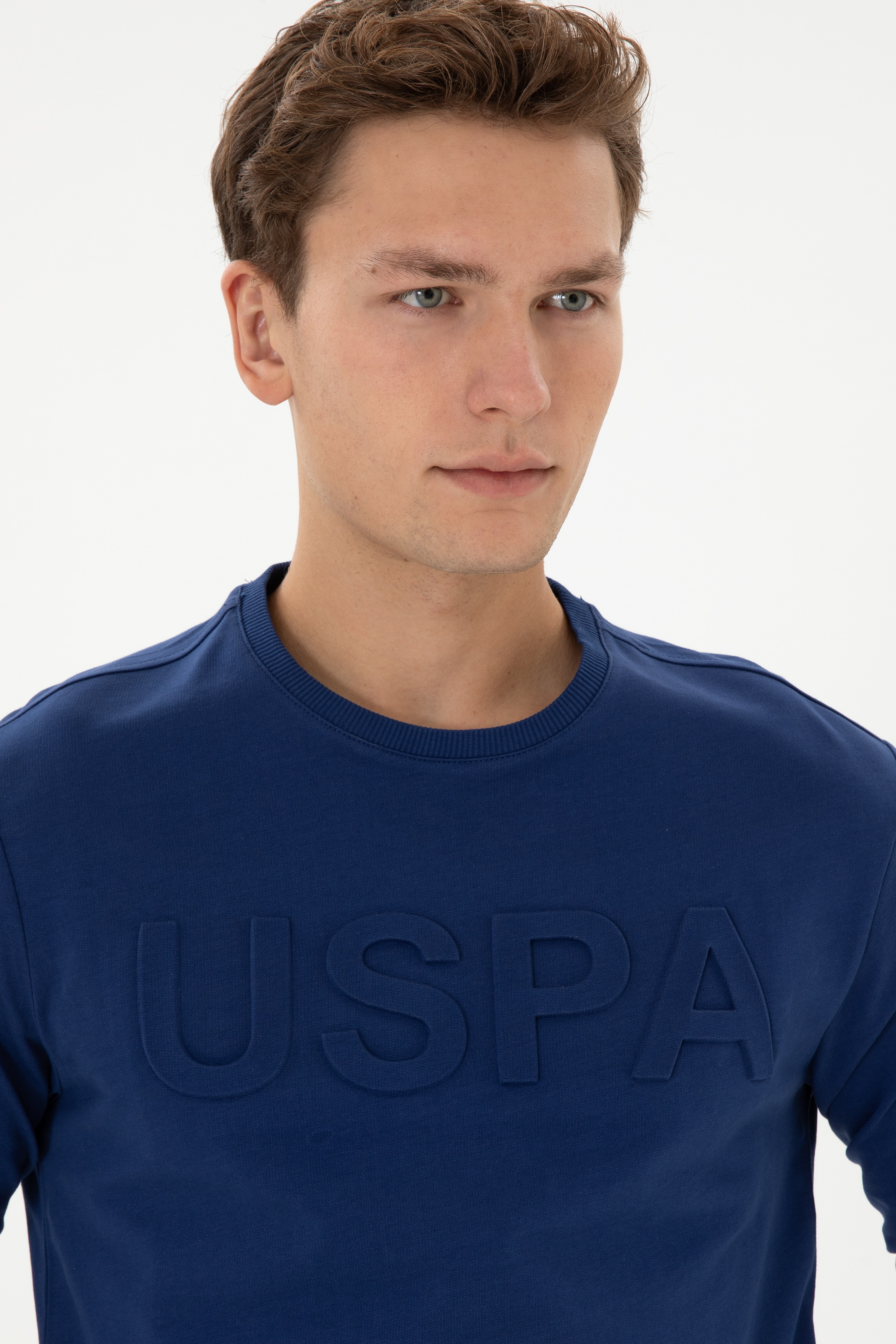 Erkek Regular Fit Bisiklet Yaka İndigo Basic Sweatshirt - Image 2