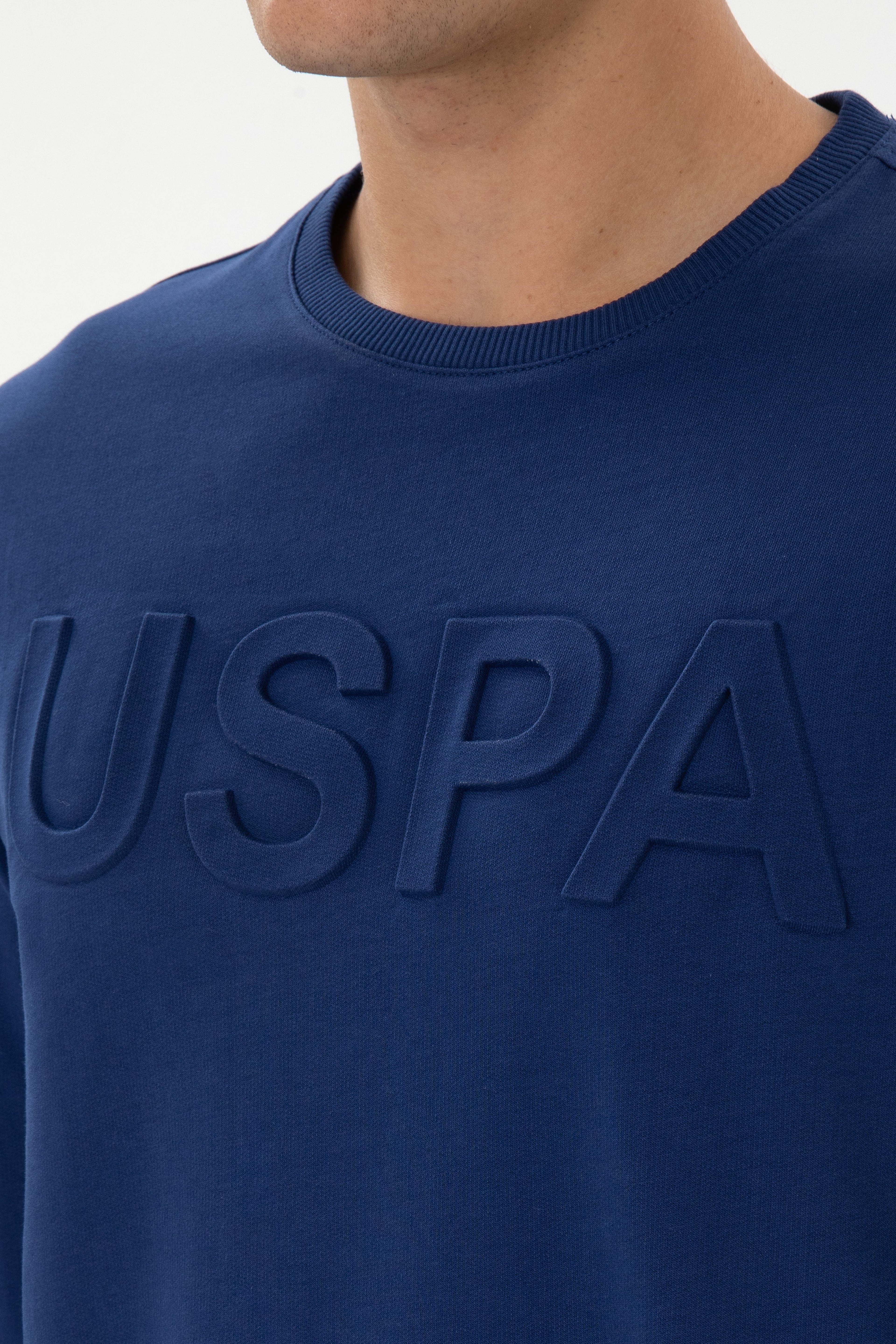 Erkek Regular Fit Bisiklet Yaka İndigo Basic Sweatshirt - Image 7